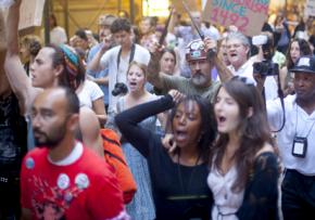 Wall Street occupiers march on Columbus Day
